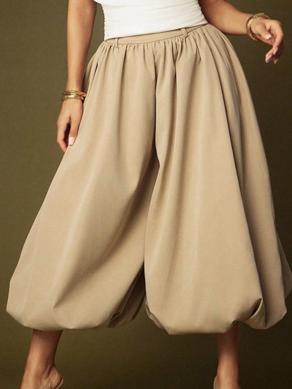 Camel Casual Women's Woven High Waist Balloon Shape Pants - Picture 3 of 5